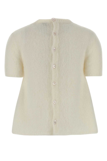 Ivory Stretch Mohair Blend Sweater