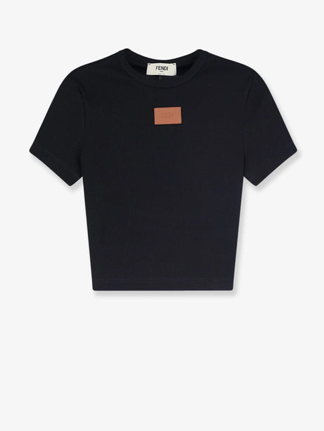Fendi Cropped stretch cotton t-shirt - Black