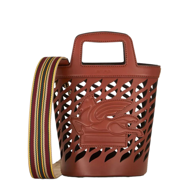 Medium Bull & Calf Leather Bucket Bag - Light Brown