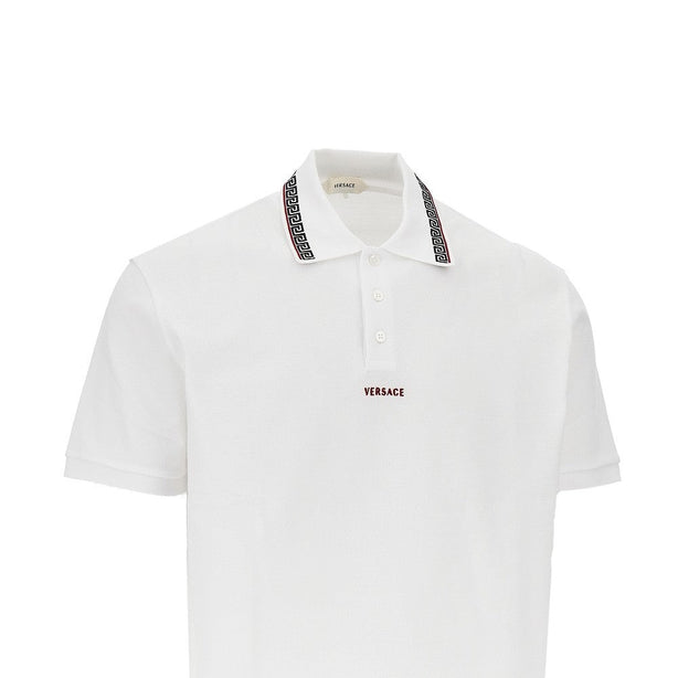 VERSACE Cotton polo shirt with Greca motif