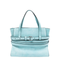 Tie Me Calfskin Tote Bag - Teal Blue