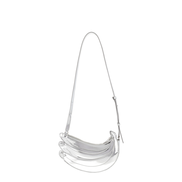 Banana Bag Leather Shoulder Bag - Silver