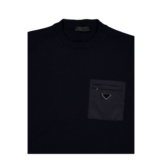 Wool Sweater With Nylon Patch Pocket