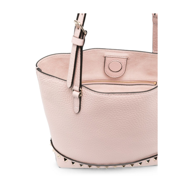 Rockstud Small Calf Leather Tote - Poudre