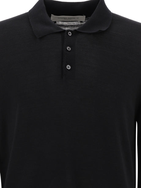 Long-Sleeved Wool Polo Shirt
