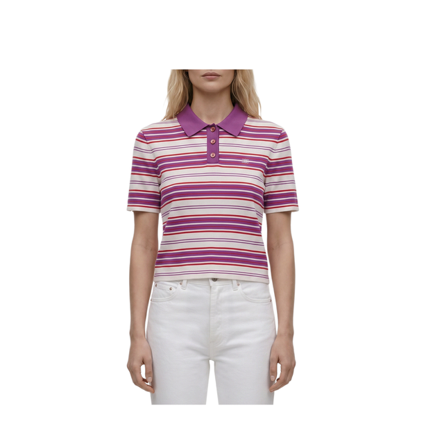Striped Cotton Polo Style Sweater