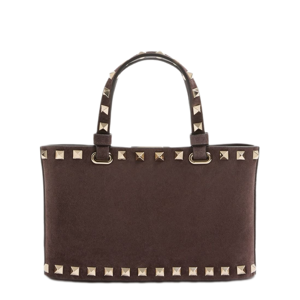 Rockstud Mini Calf Suede Shopping Bag - Red