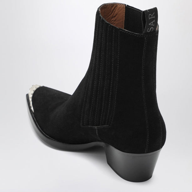 Black Suede Wax Ankle Boot