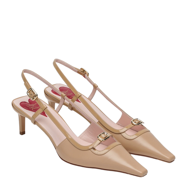 Desert leather dÃ©colletÃ©s Slingback Viv' Canard