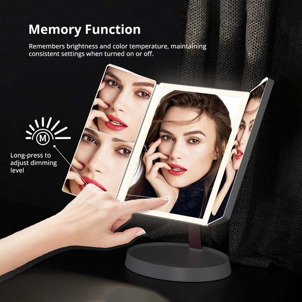 Satoshi Smart Memory Function Dimmable LED Makeup Mirror Travel Essentials Cosmetic Magnifying Mirror