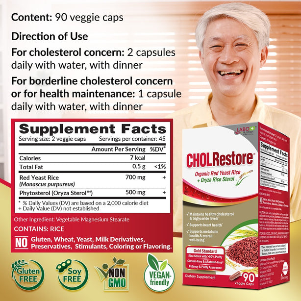 LABO Nutrition CHOLRestore Red Yeast Rice - Cholesterol Triglyceride 90 caps