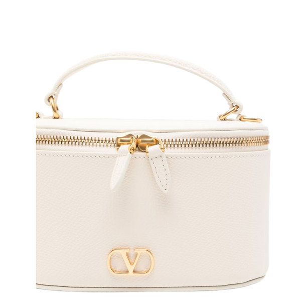VLogo Signature Mini Grainy Calfskin Vanity Bag - Light Ivory
