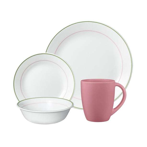 CORELLE 16pc Dinnerware Set – Double Ring Green