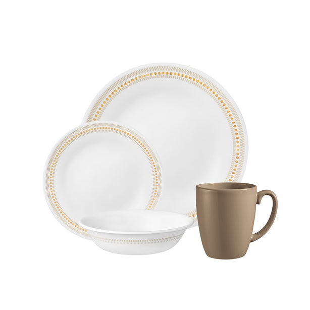 CORELLE 16pc Dinnerware Set - Jacquard Band
