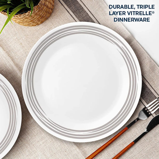 CORELLE 16pc Dinnerware Set – Brushed Silver