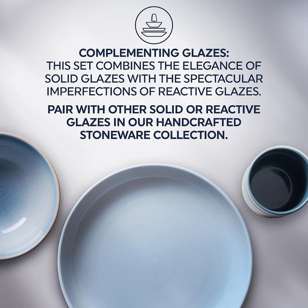 CORELLE 12pc Handcrafted Stoneware Dinnerware Set – Nordic Blue