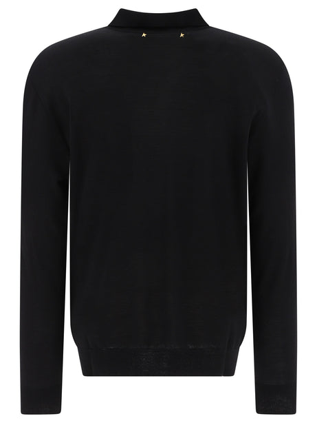 Long-Sleeved Wool Polo Shirt