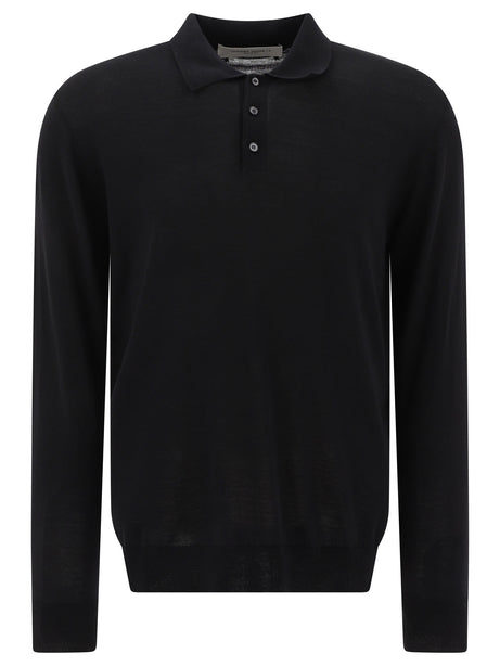 Long-Sleeved Wool Polo Shirt