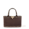 Rockstud Mini Calf Suede Shopping Bag - Red
