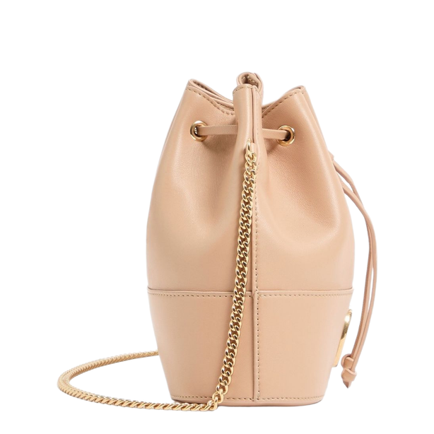VLogo Signature Mini Nappa Leather Bucket Bag - Light Ivory