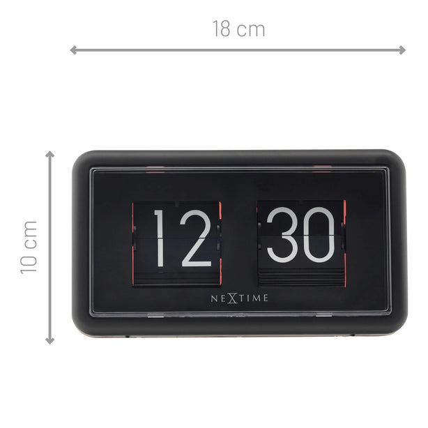 NeXtime Flip Table Clock 18x10x7cm Plastic, Step Movement (Orange/Black)