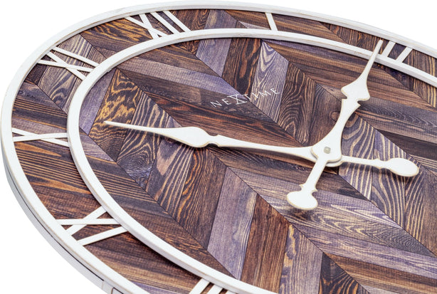 NeXtime Roman Vintage Wall Clock 58cm Wood, Silent Movement (Brown)