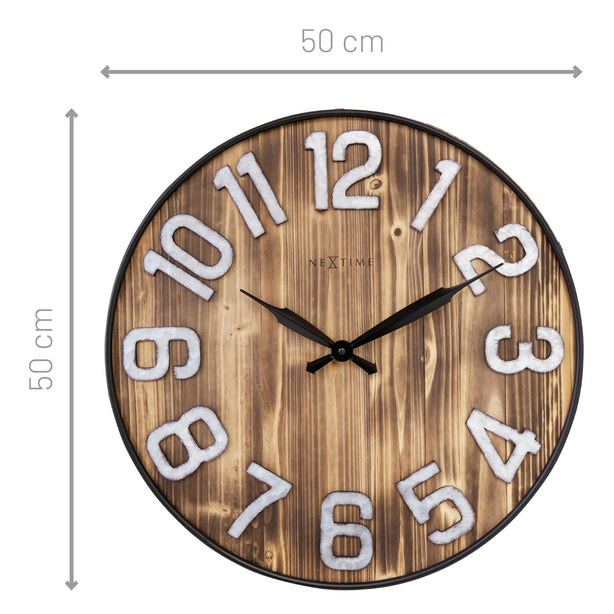 NeXtime Aberdeen Wall Clock 50cm Wood/Metal, Silent Movement (Brown)