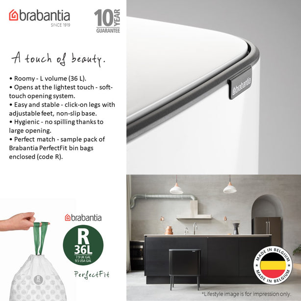 Brabantia Bo Touch Bin, 1x Inner Bucket, 36 L