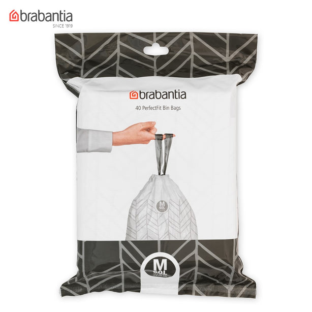 Brabantia PerfectFit Dispenser Pack Bin Liner Bags, M, 60 L x 20 Bags, Dispenser Pack