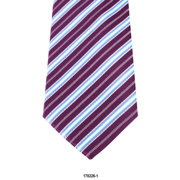 8cm Intricate Stripes Tie in Purple and Light Blue