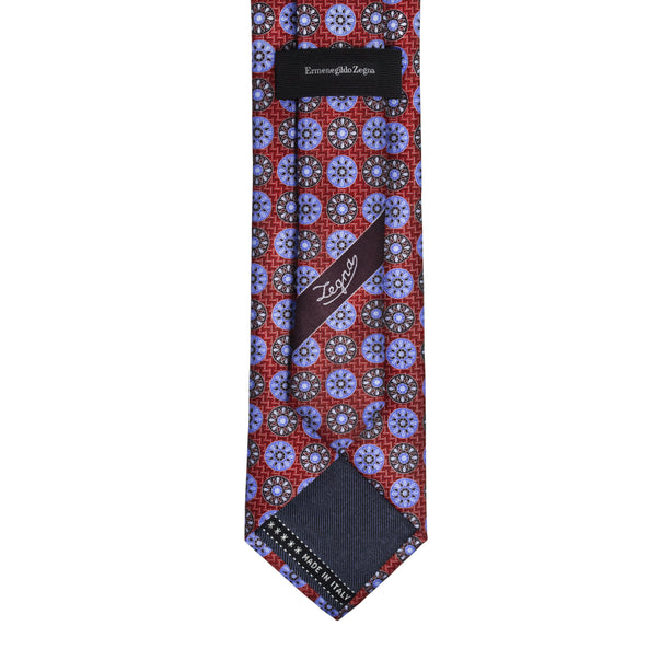 Bold Floral Satin Print Tie in Red 8cm