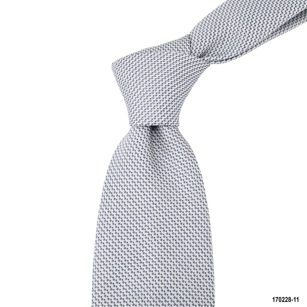 8cm Silver Microdetail Woven Tie in White