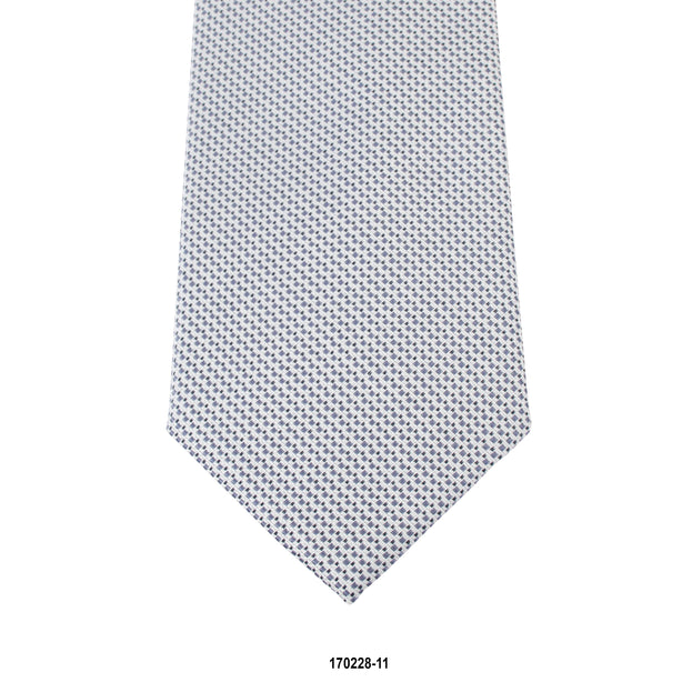 8cm Silver Microdetail Woven Tie in White