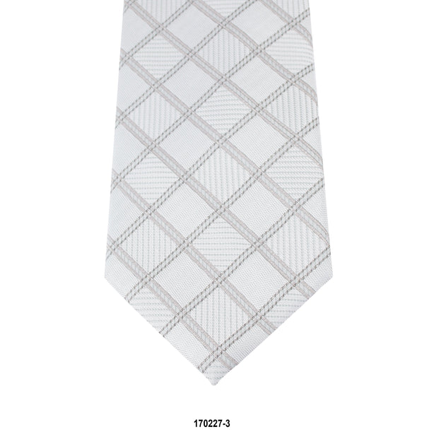 8cm Windowpane Check Tie in White