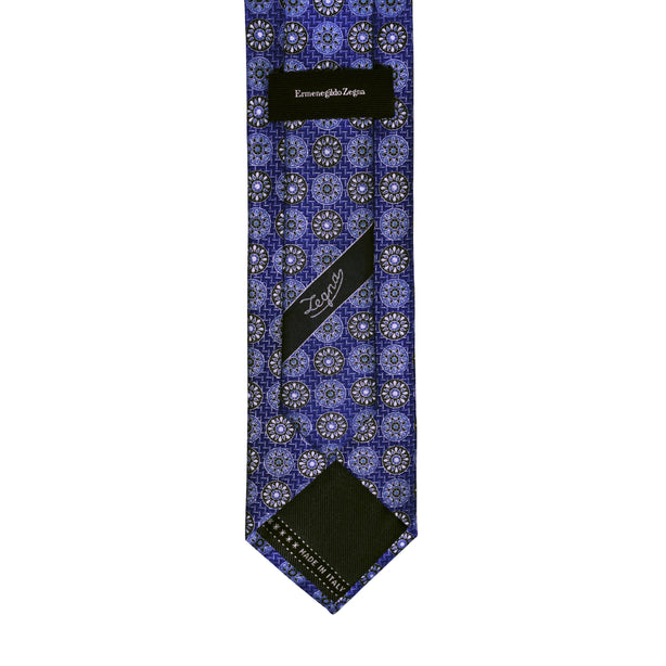 Bold Floral Satin Print Tie in Medium Blue 8cm