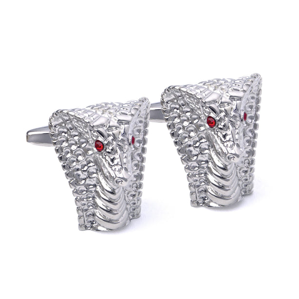 Cobra Cufflinks with Red Crystals