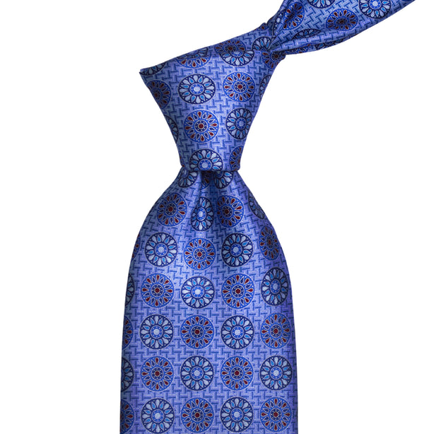 Bold Floral Satin Print Tie in Light Blue 8cm