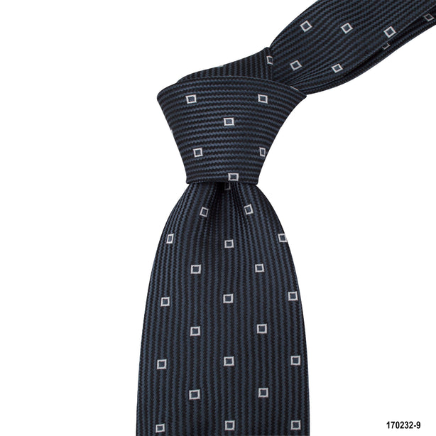8cm White Squares Details Woven Tie in Navy