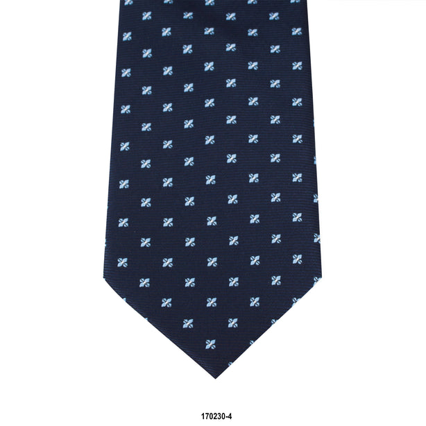 8cm Navy with Floral Motif Detail Woven Tie