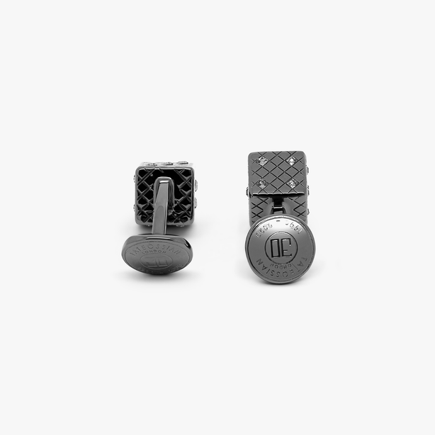 Dice cufflinks with black diamond Swarovski Elements Dark Grey