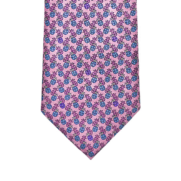 8cm Silk Tie Printed Pineapple in Pink