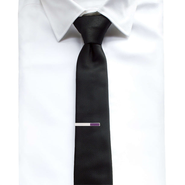 5cm Silver Tie Clip with Purple Enamel