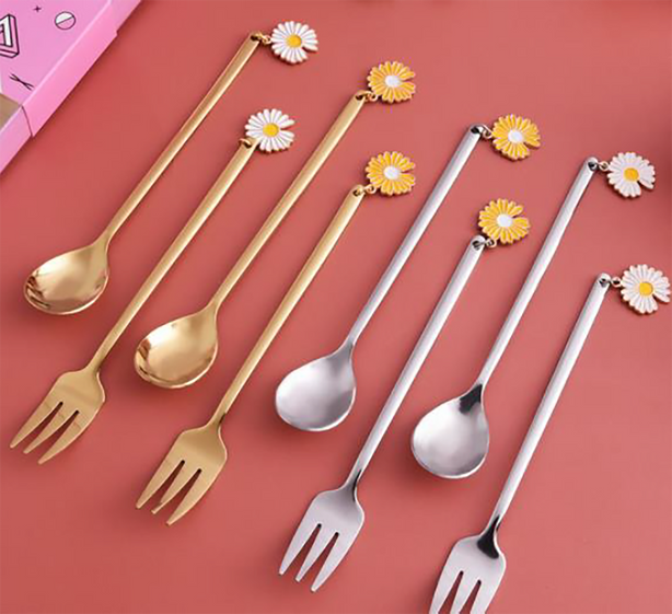 Daisy Dessert Forks & Spoons