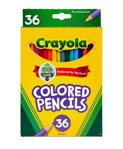 Crayola Short Barrel Woodcase Color Pencils, 36 col