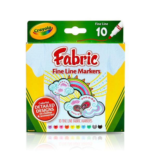 Crayola Bright Fabric Markers Fine Line, 10 col