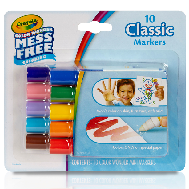 Crayola Color Wonder Mess Free Coloring Classic Markers, 10 col