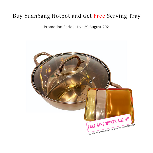 Gifts by Art Tree YuanYang Hotpot - Rose Gold - Free Gift Serving Tray