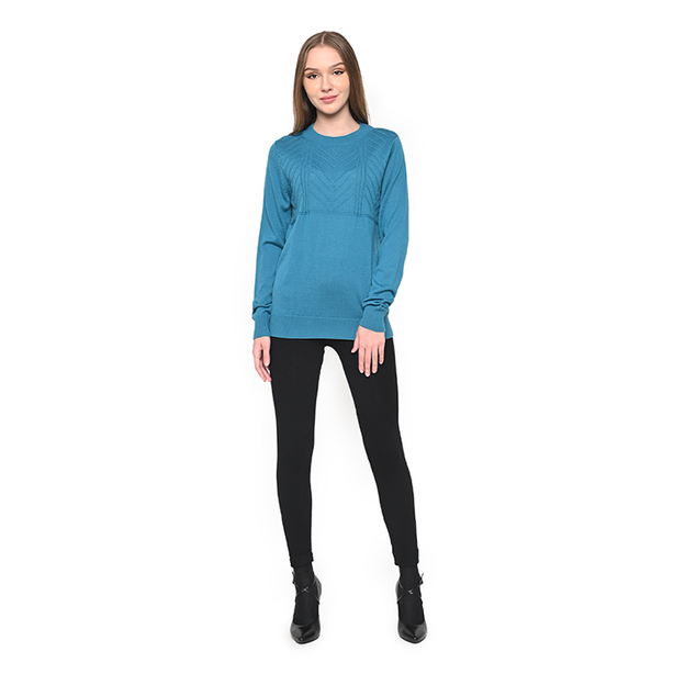 Ladies Round Neck Cabled - Top Sweater