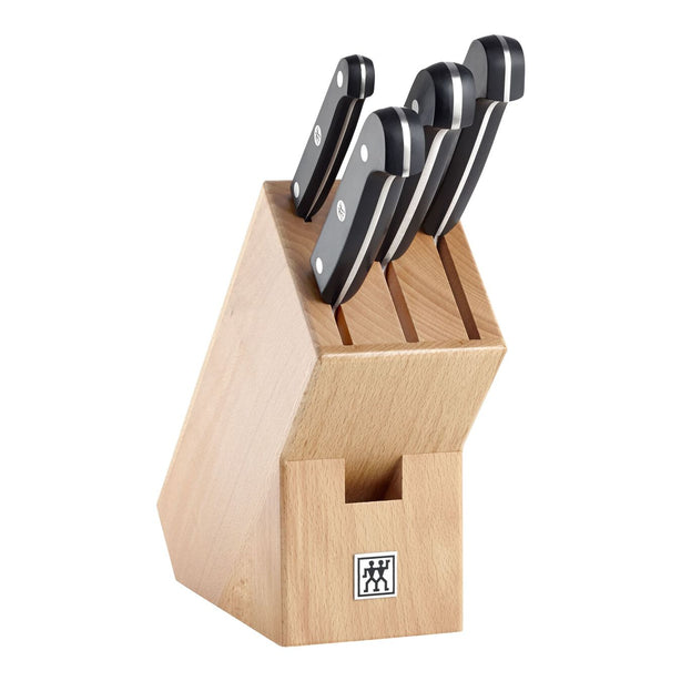 Zwilling Gourmet Knife Block Set, 5 Pieces - Chinese Chef's Knife, Chinese Chopper or Cleaver, Chef's Knife, Paring Knife and Woden Block