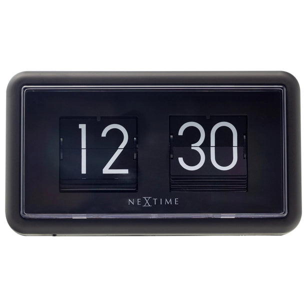 NeXtime Flip Table Clock 18x10x7cm Plastic, Step Movement (Black)